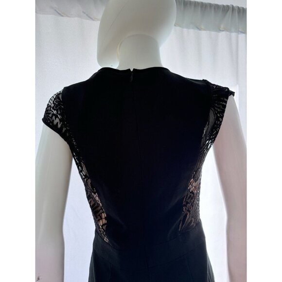 BCBGMAXAZRIA Women's Romper Finn Designer Black Nude Lace Size 0 - Picture 9 of 10